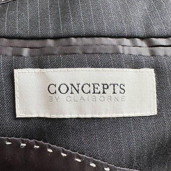 🆕Concepts By Claiborne Men’s Black Pinstripe Blazer Jacket - Picture 10 of 14